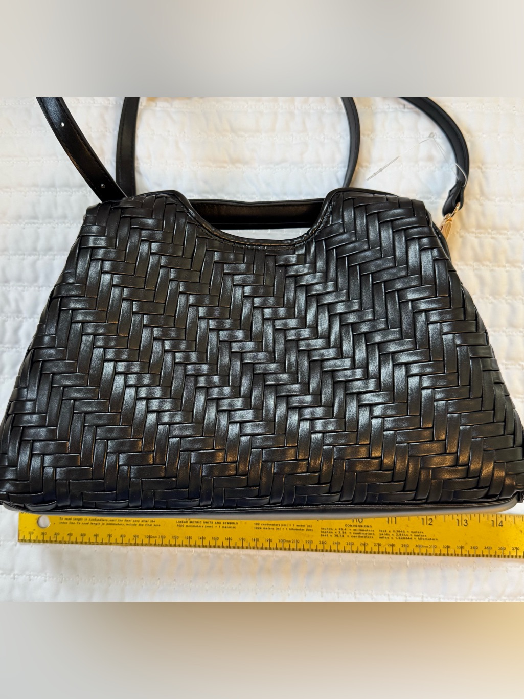 Moda Luxe Amara Woven Crossbody Shoulder Bag Black Nwt Vegan Leather — image 6 of 8